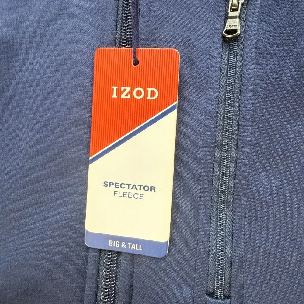 IZOD Spectator Fleece Full Zip Vest Outerwear Big & Tall Mens L Tall Blue NWT
